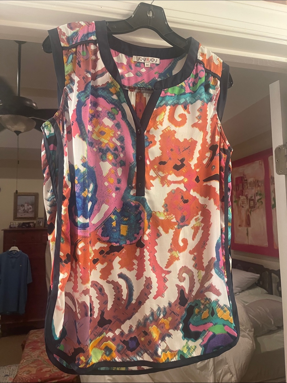 Joy Joy Multicolor Printed Sleeveless Camisole - Orange, Pink & Teal Accents